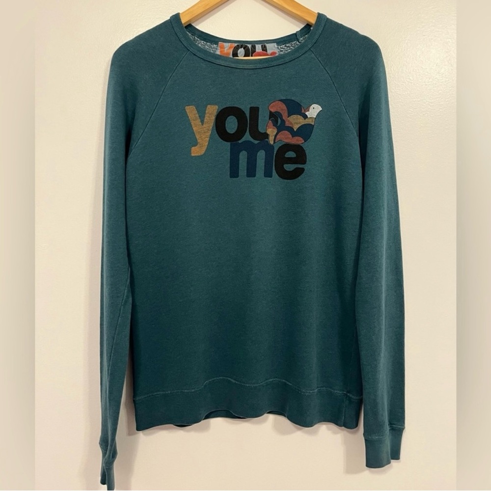 🔥Free City You + Me Exploded Life Nature Love Crew Neck Sweatshirt Teal S🔥